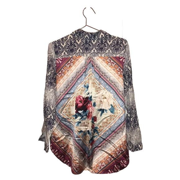 Chicos button down multi color floral blouse size 1 8/10 - Picture 2 of 6